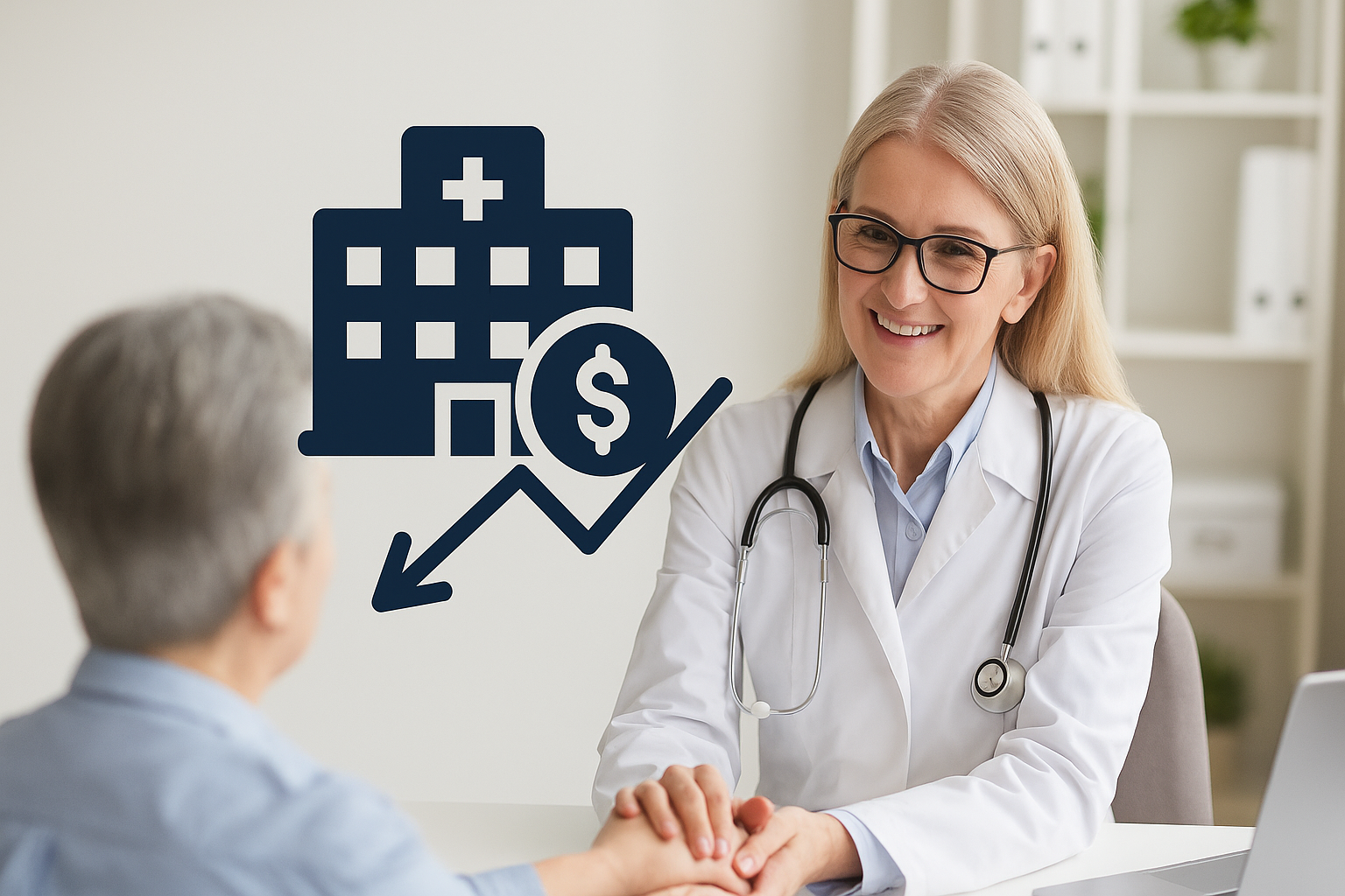 Γιατρός πρωτοβάθμιας φροντίδας σε συμβουλευτική συνεδρία με ηλικιωμένη ασθενή σε σύγχρονο ιατρείο