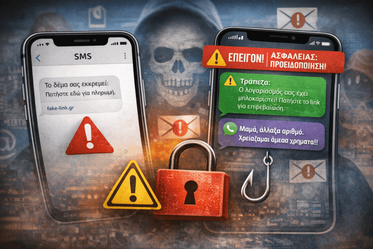 Απάτες σε SMS, Viber και WhatsApp στην Ελλάδα: οι πιο συχνές μέθοδοι και πώς προστατεύεσαι (Οδηγός 2026)