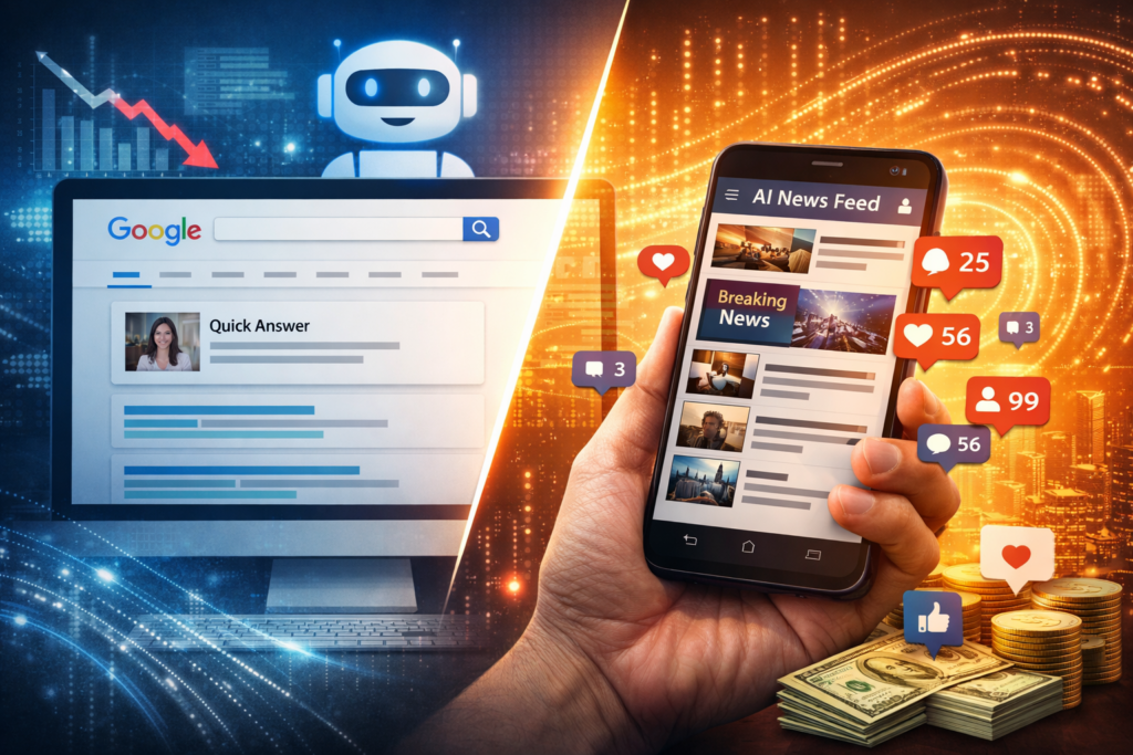 The New Internet Is Here: Why Search Is Falling and AI Feeds Are Winning