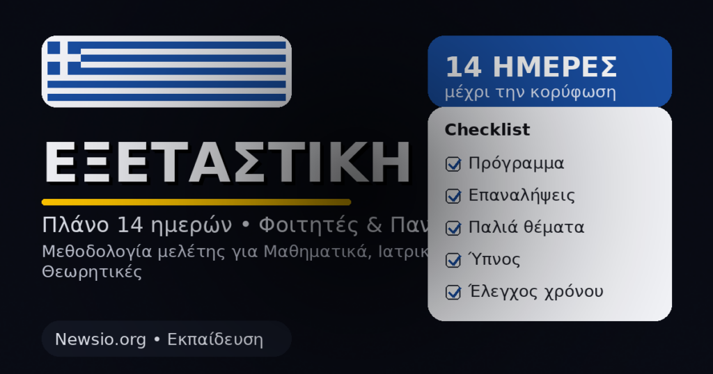 Οδηγός Εξεταστικής 2026 & Πανελλαδικών 2026: Μεθοδολογία μελέτης για Μαθηματικά, Ιατρική, Μηχανικούς και Θεωρητικές