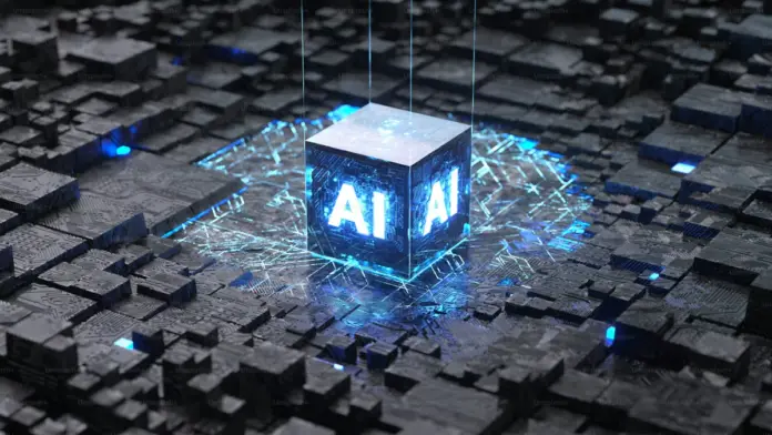Κυβικός πυρήνας με την ένδειξη “AI” πάνω σε ψηφιακό κύκλωμα, ως συμβολική εικόνα για την τεχνητή νοημοσύνη και το μέλλον της.