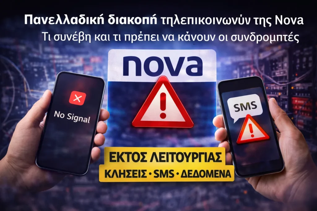 Πανελλαδική διακοπή τηλεπικοινωνιών της Nova: Τι συνέβη, τι επηρεάστηκε και τι πρέπει να κάνουν οι συνδρομητές
