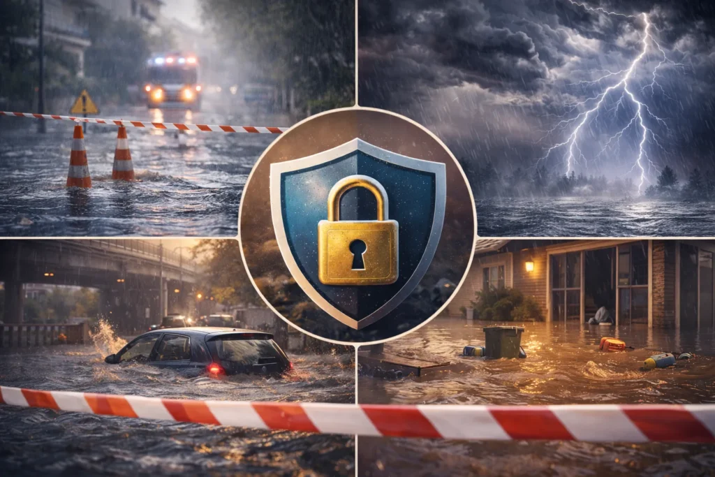 Έκτακτο δελτίο κακοκαιρίας: πρακτικός οδηγός ασφάλειας για βροχές, καταιγίδες και πλημμυρικό κίνδυνο