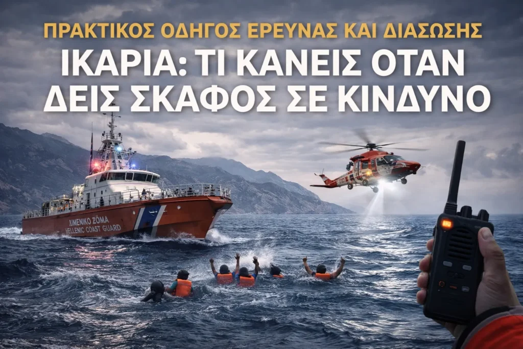 Ικαρία και Αιγαίο: τι κάνεις όταν δεις σκάφος σε κίνδυνο — πρακτικός οδηγός έρευνας και διάσωσης