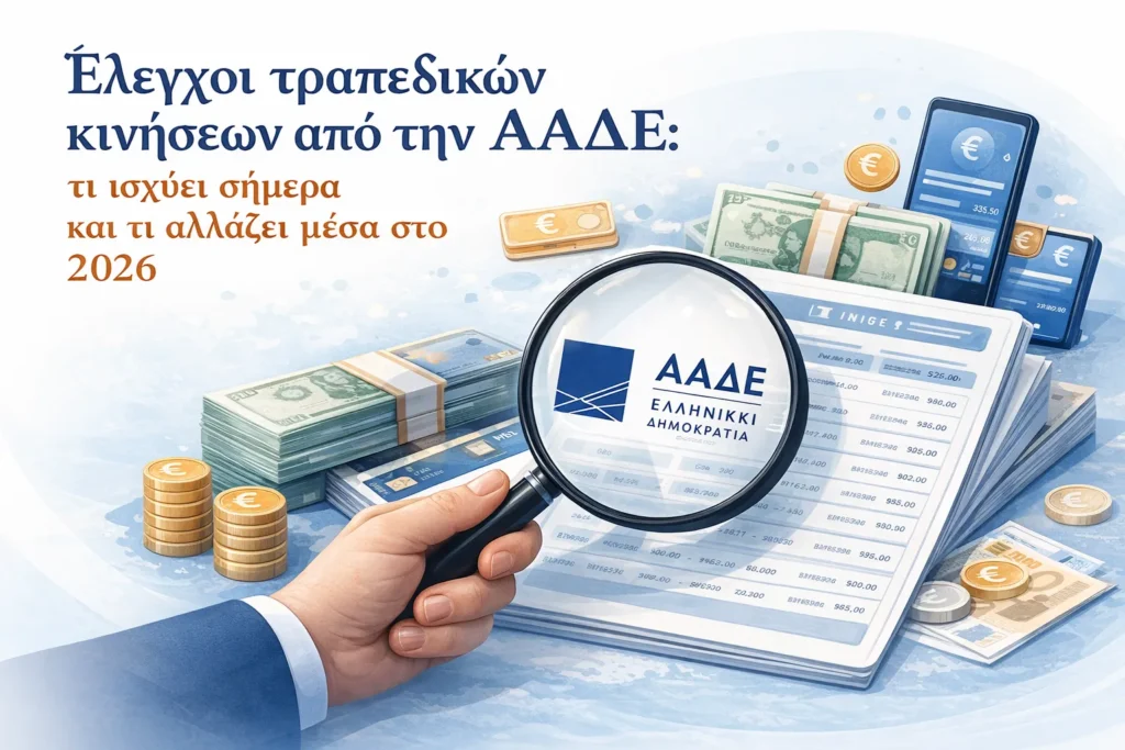 Έλεγχοι τραπεζικών κινήσεων από την ΑΑΔΕ: τι ισχύει σήμερα και τι αλλάζει μέσα στο 2026