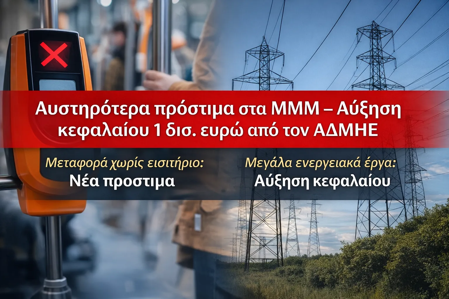 ΜΜΜ: Νομοσχέδιο για αυξημένα πρόστιμα χωρίς επικύρωση εισιτηρίου – ΑΔΜΗΕ: Αύξηση κεφαλαίου 1 δισ. για διασυνδέσεις