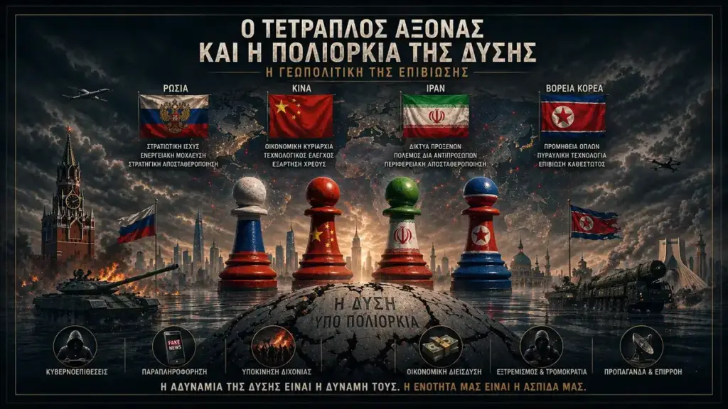 Ο τετραπλός άξονας και η πολιορκία της Δύσης: πώς Ρωσία, Κίνα, Ιράν και Βόρεια Κορέα συγκλίνουν σε μια γεωπολιτική της φθοράς